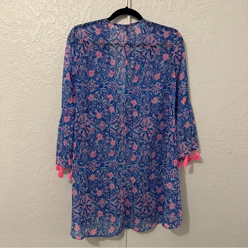 Lilly Pulitzer Motley Cover-Up Blue Peri ‘Takin It Easy’ SZ XS